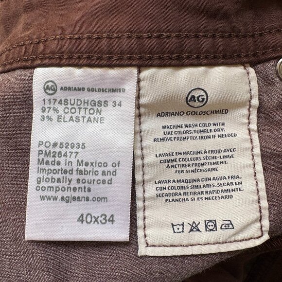 AG Adriano Goldschmied Graduate Pants Men 40x26 Brown Tailored Leg Casual Dress - Picture 6 of 11